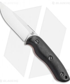 Dark Timber Knives Bushy Knife Black Micarta Orange Liners (4" Satin)