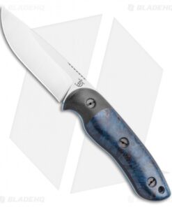 Dark Timber Knives Bushy Knife Blue Maple Burl Black Micarta (4" Satin)