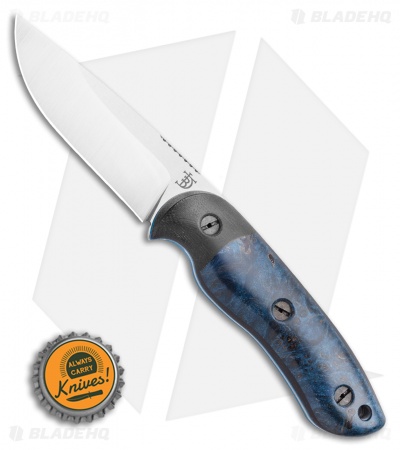 Dark Timber Knives Bushy Knife Blue Maple Burl Black Micarta (4" Satin) - Image 4