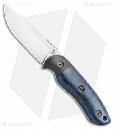 Dark Timber Knives Bushy Knife Blue Maple Burl Black Micarta (4" Satin)