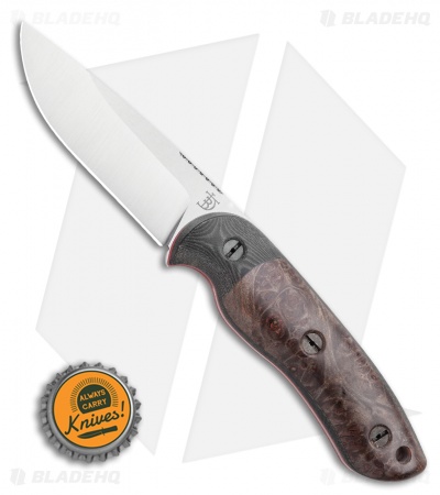 Dark Timber Knives Bushy Knife Dark Maple Burl Black / Green Micarta (4" Satin) - Image 4