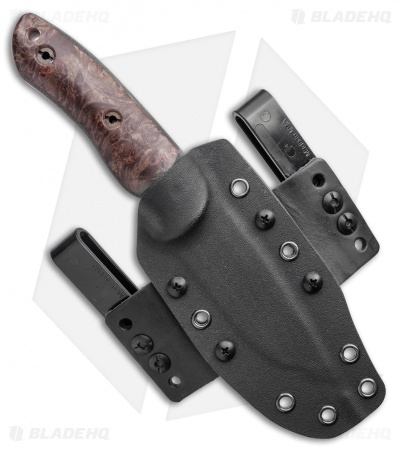 Dark Timber Knives Bushy Knife Dark Maple Burl Black / Green Micarta (4" Satin) - Image 3