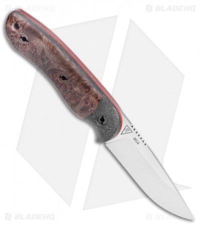 Dark Timber Knives Bushy Knife Dark Maple Burl Black / Green Micarta (4" Satin) - Image 2