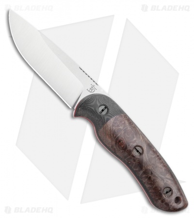 Dark Timber Knives Bushy Knife Dark Maple Burl Black / Green Micarta (4" Satin)