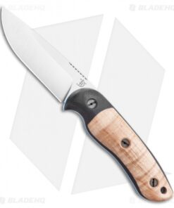 Dark Timber Knives Bushy Knife Natural Curly Maple / Black Micarta (4" Satin)