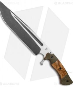 Dark Timber Knives Cave Bear Knife Ash Burl Wood / Green Mi. (10.3" Two-Tone)