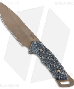 Dew Hara Custom Bush Craft Fixed Blade Knife Damascus G-10 (3.5" Bronzewashed)