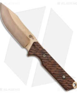Dew Hara Custom D1 Fixed Blade Knife Pakkawood (4.1" Bronze)