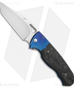Diskin Revolution D/A Tanto Automatic Knife Blue Ti/Marbled CF (3.75" Satin)