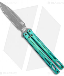 EOS Serpent Balisong Butterfly Knife Antique Green Ti (4.1" Stonewash)