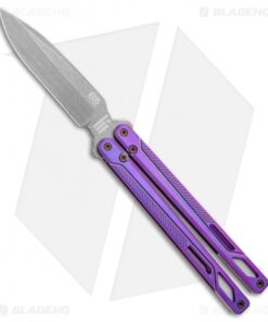 EOS Serpent Balisong Butterfly Knife Purple Ti (4.1" Stonewash)