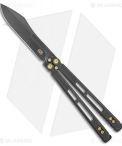 EOS Trident Balisong Butterfly Knife Black & Gold Ti (4.5" Black DLC)