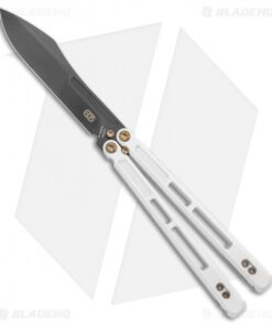 EOS Trident Balisong Butterfly Knife Stormtrooper White Ti (4.5" Black DLC)