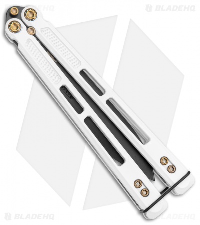 EOS Trident Balisong Butterfly Knife Stormtrooper White Ti (4.5" Black DLC) - Image 4