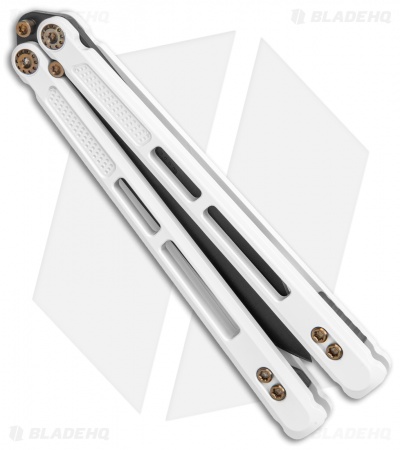 EOS Trident Balisong Butterfly Knife Stormtrooper White Ti (4.5" Black DLC) - Image 3