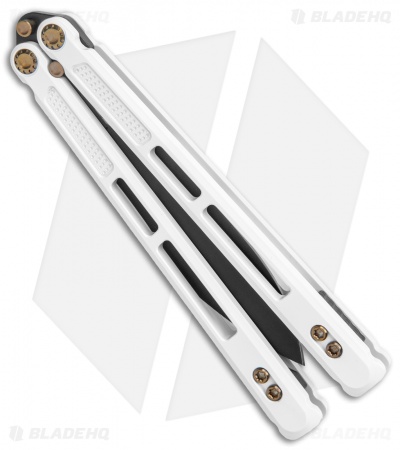 EOS Trident Balisong Butterfly Knife Stormtrooper White Ti (4.5" Black DLC) - Image 2