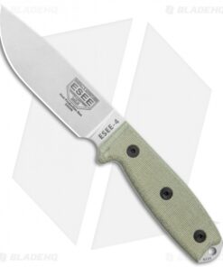 ESEE Knives ESEE-4 Fixed Blade Knife Gray Micarta (4.5" Stonewash S35VN)