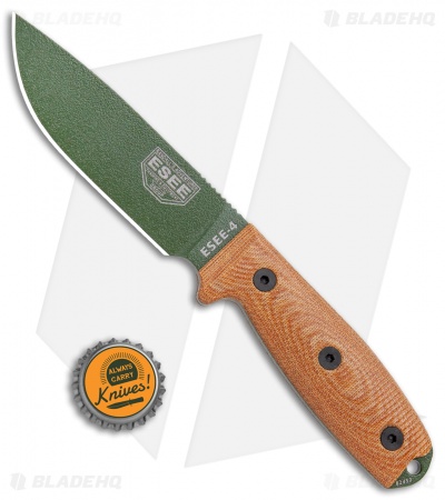 ESEE Knives ESEE-4POD-011 Fixed Blade Knife 3D Natural Micarta (4.5" OD Green) - Image 4