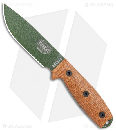 ESEE Knives ESEE-4POD-011 Fixed Blade Knife 3D Natural Micarta (4.5" OD Green)