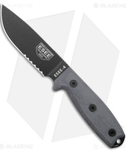 ESEE Knives ESEE-4S Fixed Blade Knife (4.5" Black Serr)