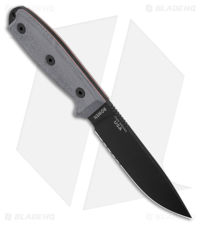 ESEE Knives ESEE-4S Fixed Blade Knife (4.5" Black Serr) - Image 2
