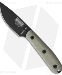 ESEE Knives ESEE-3 Fixed Blade Knife Green Micarta (3.88" Stonewash 1095HC)