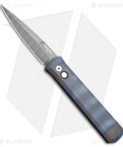 Pro-Tech Custom Godfather Automatic Heat Finished Titanium (4" Damascus)