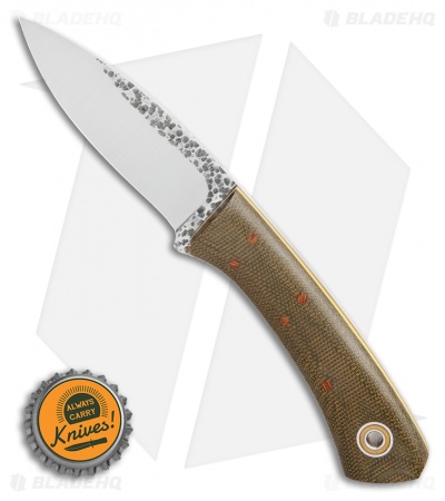 Fiddleback Forge Bushboot Fixed Blade Knife OD Green Micarta/Yellow (3.3" Satin) - Image 3