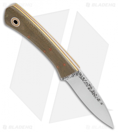 Fiddleback Forge Bushboot Fixed Blade Knife OD Green Micarta/Yellow (3.3" Satin) - Image 2