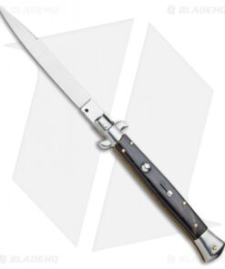 Frank B 11" Automatic Knife Italian Stiletto Sim Dark Horn (5" Spear Point)