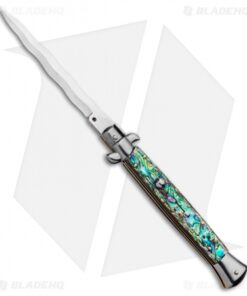 Frank B 11" Italian Stiletto Kris Automatic Knife Abalone (5" Polish)