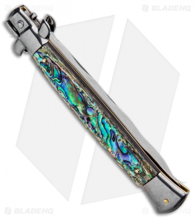 Frank B 11" Italian Stiletto Kris Automatic Knife Abalone (5" Polish) - Image 3
