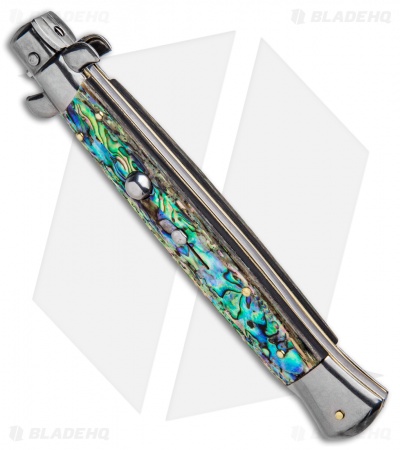 Frank B 11" Italian Stiletto Kris Automatic Knife Abalone (5" Polish) - Image 2