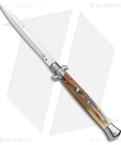 Frank B 11" Italian Stiletto Automatic Knife Brazilian Horn Bayo (5" Satin)