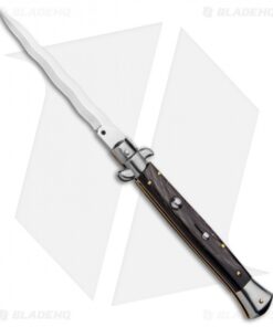 Frank B 11" Italian Stiletto Kris Automatic Knife Dark Horn (5" Polish)