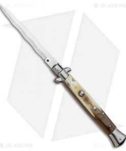 Frank B 11" Italian Stiletto Kris Automatic Knife Honey Horn (5" Polish)