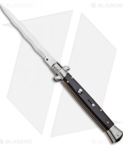 Frank B 11" Italian Stiletto Kris Automatic Knife Sim Dark Horn (5" Polish)