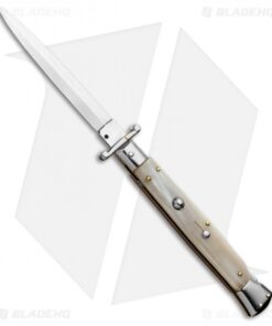 Frank B 11" Italian Stiletto Swinguard Automatic Honey Horn (5" Satin Bayonet)