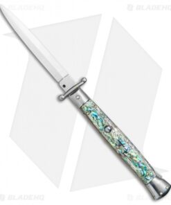 Frank B 11" Italian Stiletto Swinguard Abalone (5" Satin Dagger)