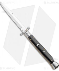 Frank B. 11" Italian Stiletto Knife Swinguard Automatic Buffalo Horn (5" Satin)