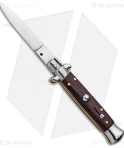 Frank B 7.5" Italian Stiletto Kris Automatic Knife Dark Wood (3.25" Polish)
