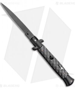 Frank B 9" Italian Stiletto Automatic Knife Sim Carbon Fiber (4" Black)