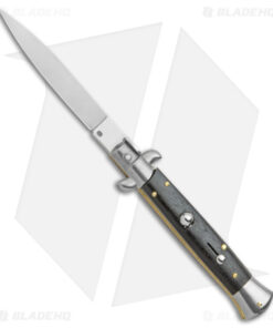 Frank B 9" Italian Stiletto Spear Point Automatic Knife Ebony (4" Satin)
