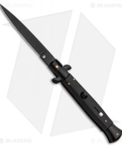 Frank B 9" Italian Stiletto Automatic Knife Black (3.8" Black Flat)