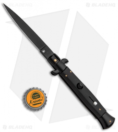 Frank B 9" Italian Stiletto Automatic Knife Black (3.8" Black Flat) - Image 4