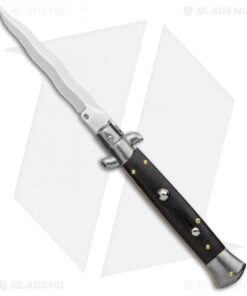Frank B. 9" Ebony Wood Automatic Stiletto Knife - Kris Satin Plain