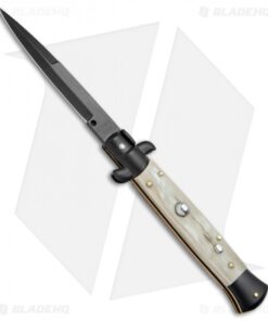 Frank B 9" Italian Stiletto Bayonet Automatic Knife Honey Horn (4" Black)