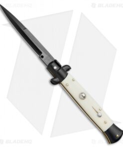 Frank B 9" Italian Stiletto Automatic Bayonet Knife Simulated Ivory (4" Black)