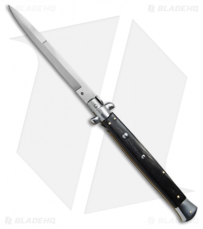 SKM 13" Italian Stiletto Bayonet Automatic Knife Dark Horn (6" Satin)