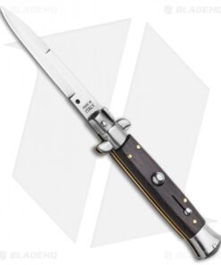 Frank B. 7.5" Italian Stiletto Palisander Wood Automatic Knife - Polish Bayonet